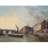 After Samuel Scott, a view of Westminster Bridge and parts adjacent, oil on canvas, 91 by 122cm,