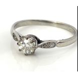 A platinum set diamond solitaire ring