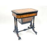 A Victorian games and work table combined, circa 1870, burr walnut and ebonised with gilt metal