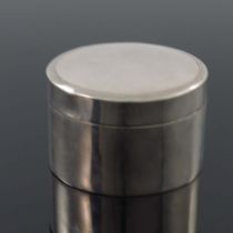 A Chinese silver box, cylindrical drum form, 9cm diameter, 4.90ozt