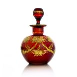 A French ruby washed and gilt etched glass scent bottle