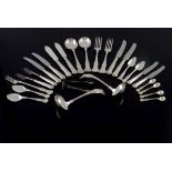 An extensive Elizabeth II silver canteen of cutlery and flatware, Edward Viner, Sheffield 1956