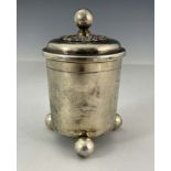 A German silver gilt cup and cover, Augsburg circa 1680, beaker form, on three ball feet with ball