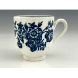 A Worcester blue and white printed coffee cup