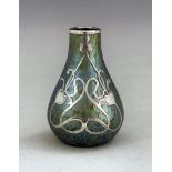 Loetz, a small Secessionist iridescent glass and silver overlay Crete Papillon vase