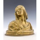 Paul Louis Emile Loiseau Rousseau, an Art Nouveau bronze bust of a young woman