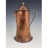 A S Dixon for Birmingham Guild of Handicraft, an Arts and Crafts copper and brass lidded jug, the