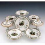 A Worcester Royal Porcelain part dessert service, circa 1860s, painted with various birds in the