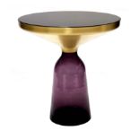 Sebastian Herkner for ClassiCon, a Bell Side Table, 2012, circular black glass top inset into a