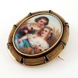 A late 19th century gold, enamel pendant brooch