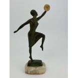 Georges Vacossin, Woman with Cymbals, an Art Deco bronze figure