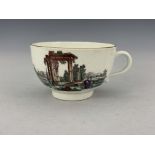 A Worcester black printed and coloured tea cup