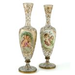 A pair of 19th century Bohemian cased glass portrait vases