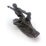 Max Le Verrier, Spear Hunter, a small Art Deco bronze figure