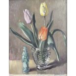 William Howard Jarvis (British, 1903-1954), still life of a glass vase with tulips and an ornamental