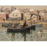 Frank Jameson (British, 1899-1968), The Harbour, St. Ives, signed l.r., titled on label verso, oil