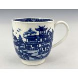 A Worcester blue and white printed coffee cup