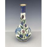 A Persian bottle vase, 19th Century, extended neck, bulbous body, painted with wild animals