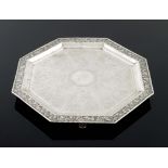 A Chinese silver tray, octabonal form