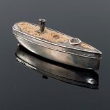 An Edwardian silver boat form pin cushion