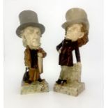 Whitman and Roth, a pair of Staffordshire majolica figures, Disraeli and Gladstone