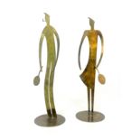 Franz Hagenauer, a pair of Art Deco brass figures