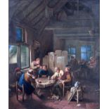 After Adriaen Ostade, peasants in a tavern interior, oil on canvas, 43 by 37cm, gilt frame
