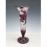 A large Bohemian flashed glass vase