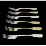 A set of six Victorian silver dessert forks, George Adams, London 1863, Fiddle pattern, 17.5cm long,
