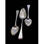 Three George III Provincial silver table spoons, William Welch II, Exeter 1805