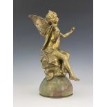 Francois Raoul Larche, a gilt bronze sculpture, circa 1900, modelled as a winged putto with