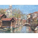 Continental School, 20th Century, a Venetian canal, oil board, 30 by 40cm, framed