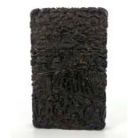 A Chinese Export tortoiseshell calling card case, late 19th Century, of rectangular form, carved