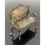 An Edwardian silver miniature settee