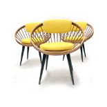 Yngve Ekstrom (Swedish, 1913-1988), a set of three Circle chairs, designed 1958, circular wrap-
