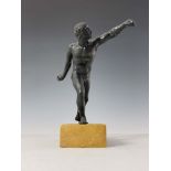 A bronze model of the Borghese Gladiator after the antique, late 19th Century, mounted on a veined