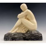 L Rossat for Marcel Guillard, an Art Deco ceramic figure of a nude woman