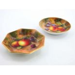 Edward Townsend for Royal Worcester, a fruit painted pin dish