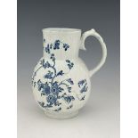 A Worcester blue and white relief moulded Dutch jug