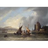 Frederick Calvert (British, c.1785-c.1845), a river landscape with fishing boats near Dartmouth