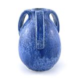 Ruskin Pottery, a Crystalline three handled vase
