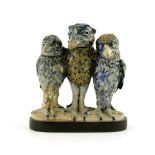 Robert Wallace Martin for Martin Brothers, a stoneware sculptural Three Birds in Harmony figure grou