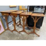 Emile Galle, an Art Nouveau marquetry nest of four tables, the rectangular top inlaid with