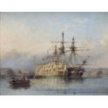 Nicholas Matthew Condy (British, 1818-1851), Plymouth Harbour - The Constance Alongside a Hulk