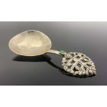 Edward Spencer for Artificers Guild, an Arts and Crafts silver and stone set caddy spoon, London 192