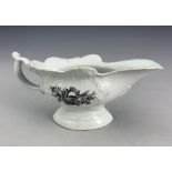 A Worcester black printed high footed sauce boat