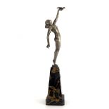 Pierre Le Faguays for Etling, Messager D'Amour, an Art Deco silvered bronze figure