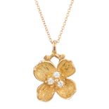 Tiffany & Co., a vintage 18ct gold diamond Dogwood Flower necklace