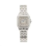 Cartier, an 18ct white gold diamond Panthere bracelet watch