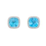 A pair of 18ct gold blue topaz and diamond cluster stud earrings